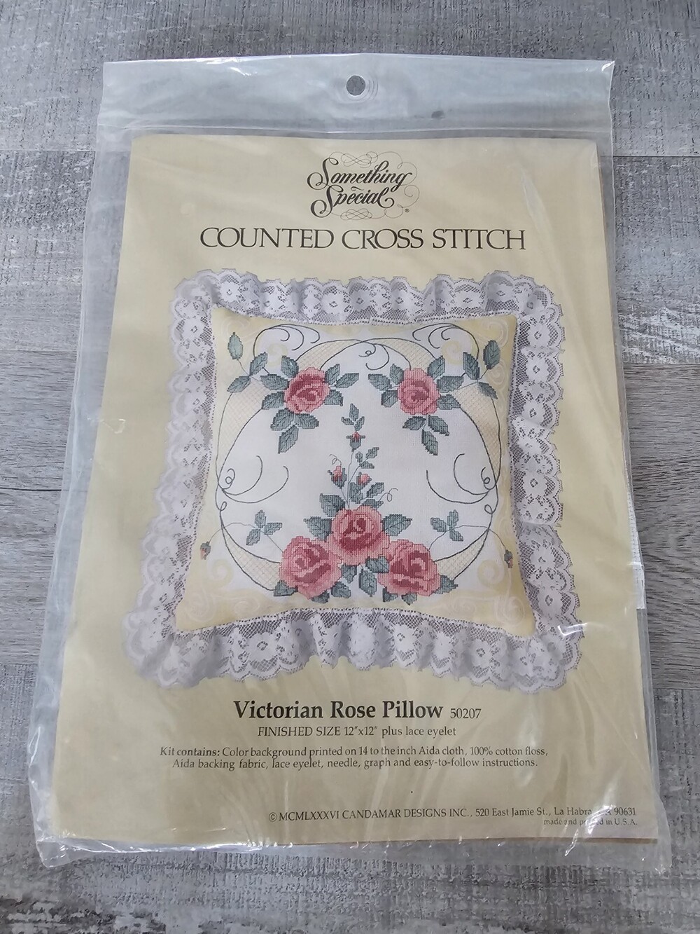 1983 Something Special “Victorian Rose Pillow”Cross Stitch Floral New 242b